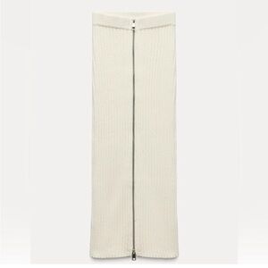Zara Cream Ribbed Knit Skirt with Zipper